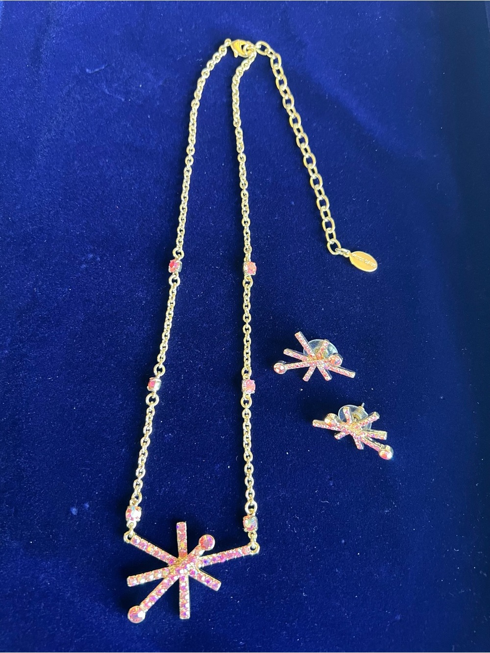 Heidi Daus "Fire Flower" Crystal Chain Necklace & Earrings Pink